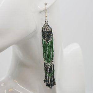 Double Green Waterfall  Earrings
